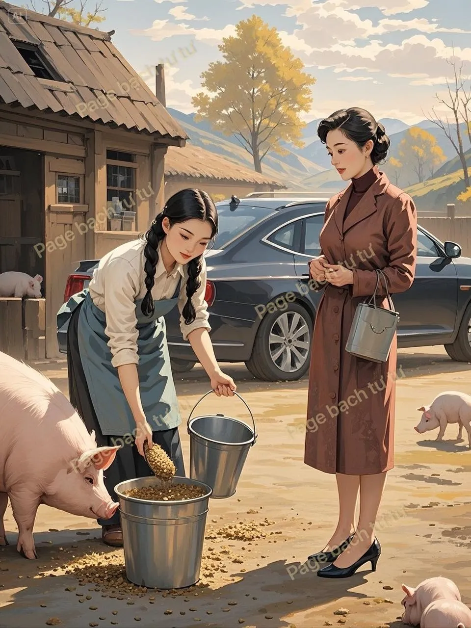 Bìa truyện CÔ GÁI NUÔI HEO VÀ CÔ TIỂU THƯ GIẢ